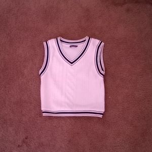 Varsity Cropped Sweater Vest XS (2) "Shein"